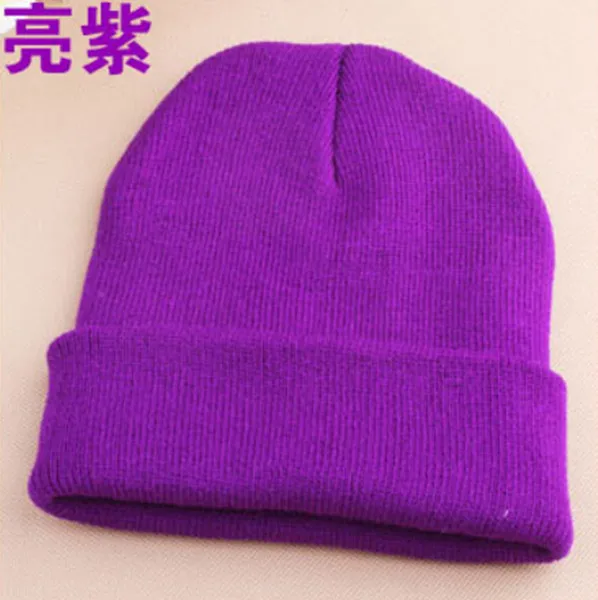 Новые модные зимние теплые вязаные шапки, шапка s Beanie, Модная вязаная Лыжная шапка для спорта на открытом воздухе, лыжная шапка для мужчин и женщин, мужская шапка - Цвет: Purple