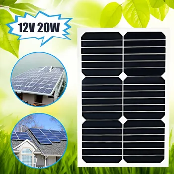 

CLAITE 20W 12V Solar Panel Solar Charger Battery Flexible Wire Monocrystalline For RV Car Boat Solar Cells Module+Chip