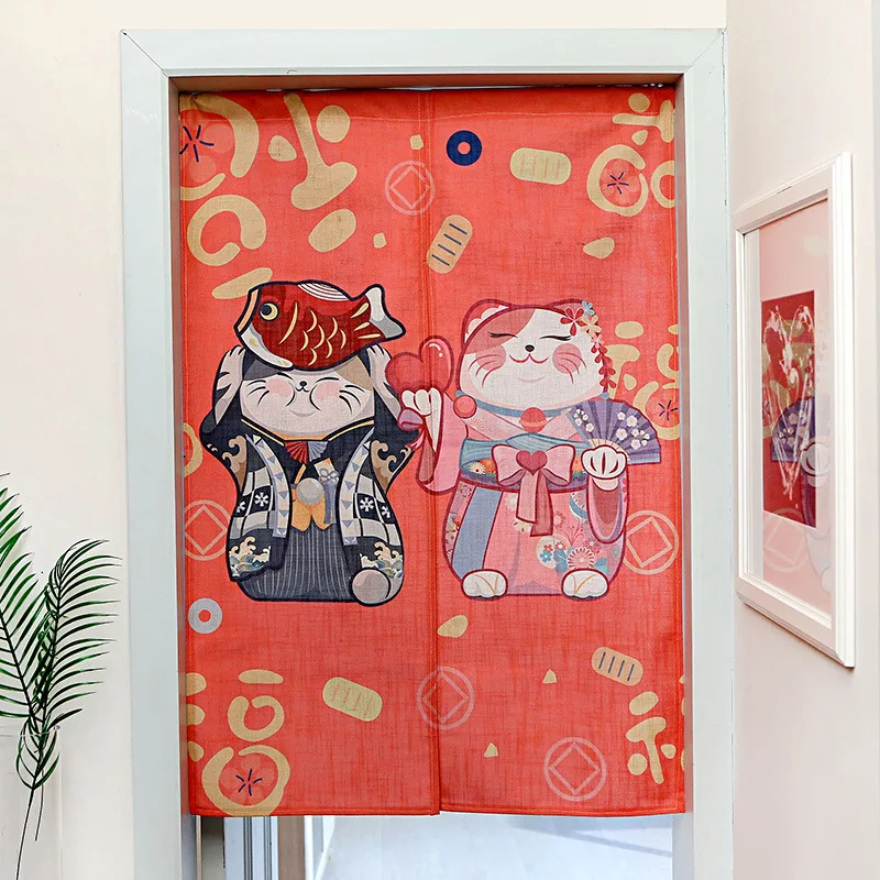 

Japanese Lucky Cat Door Curtain Noren Sushi Restaurant Decoration Hanging Curtain Entrance Feng Shui Door Curtain