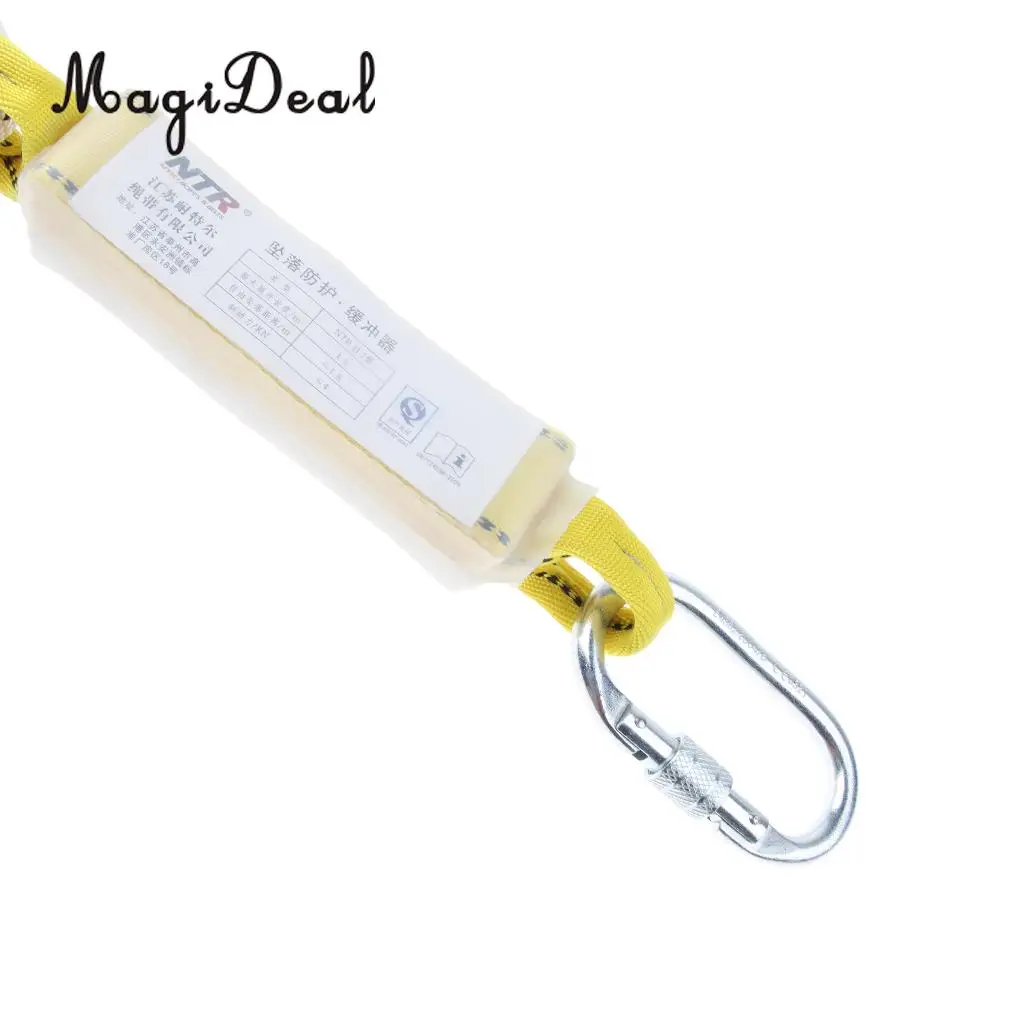 MagiDeal Fall Protection Dual Leg Shock Absorbing Lanyard 1.2m Safety Harness with Carabiners for Rock Climbing Downhill Hiking