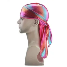 Titmsny осень Новое мужское Сверкающее шелковое головная повязка, аксессуары для волос дюраг тюрбан красочные блестящие эластичные длинный хвост пиратская шляпа