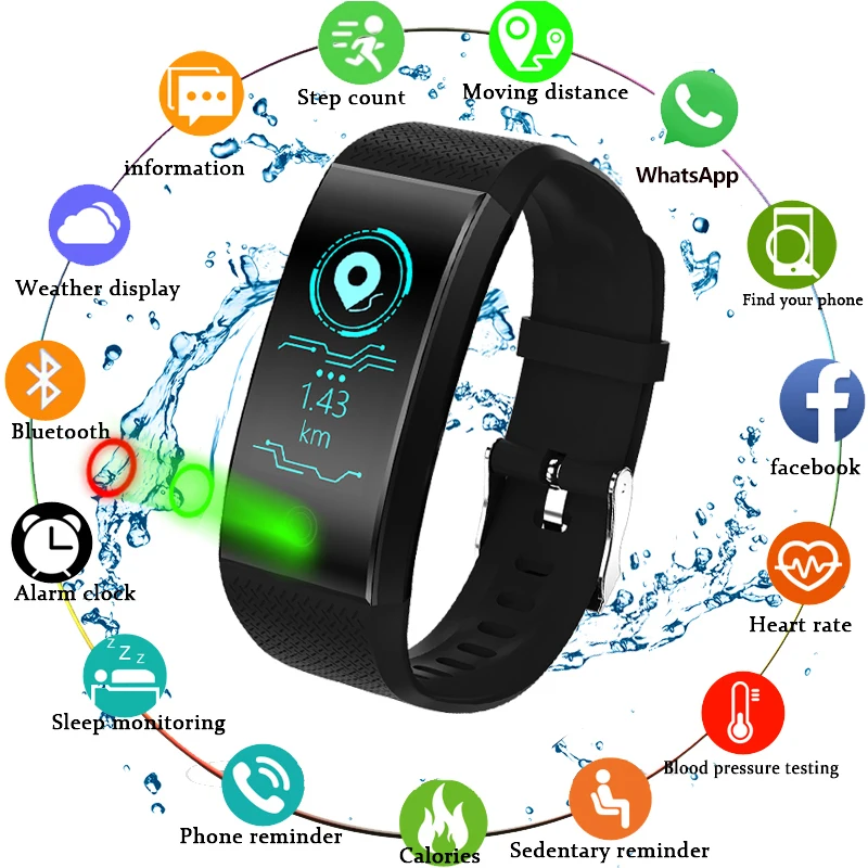 

TLXSA Brand Fitness Bracelet Smart Pedometer Wristband Heart Rate Monitor Waterproof IP68 Sport Intelligent Bracelet Android&IOS