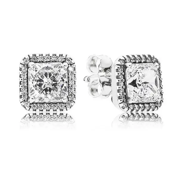 

Authentic 925 Sterling Silver Pandora Earring Timeless Elegance With Zirconia Studs Earrings For Women Wedding Gift Jewelry