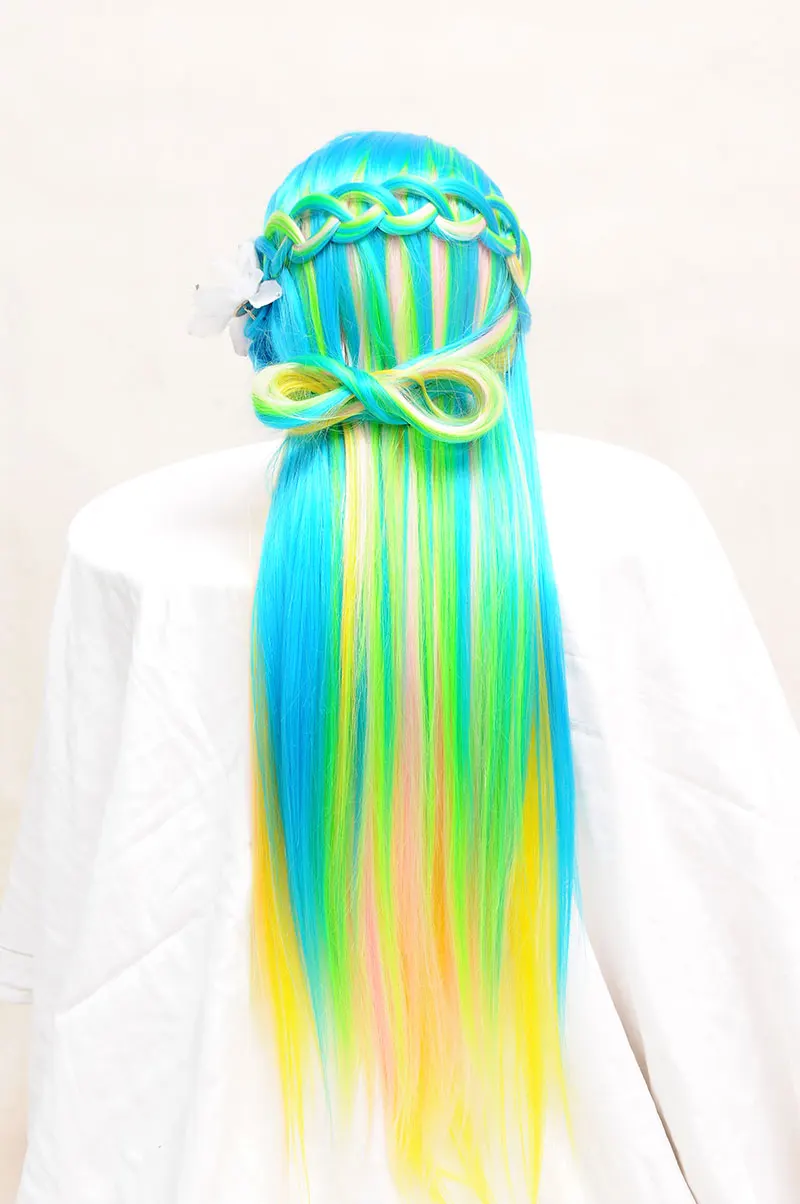 New Fashion 1pcs 24inch Rainbow Colorhairdresser Mannequin Head