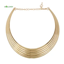 Новая мода Мужская Панк крутящий момент золото-цвет воротника колье рок Гипербола Биб ожерелье преувеличены Круг тяжелый металл