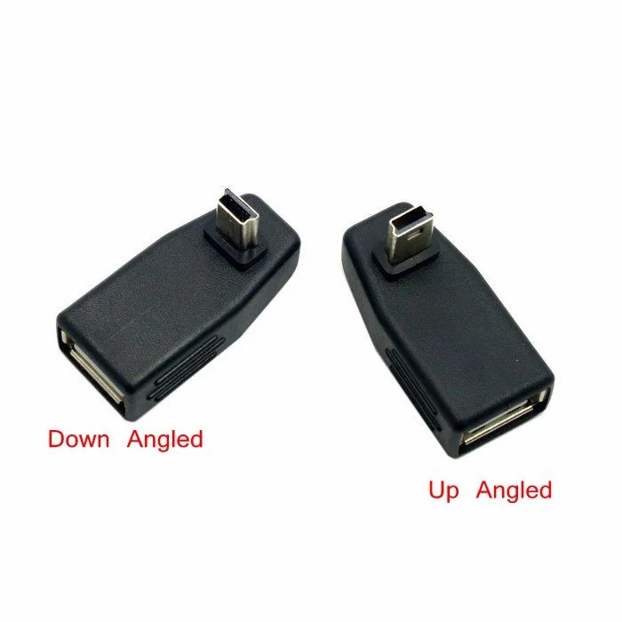 

90 Degree Up & Down Right Angled Mini USB Type B to USB Female OTG Adapter for OTG usb host Car audio DVD GPS U disk MiniUSB OTG