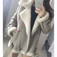 2016 Genuine Real Shearling Coat Natural Sheepskin White Black Suede Men and women Jacket Short Clothes Thick Overcoat