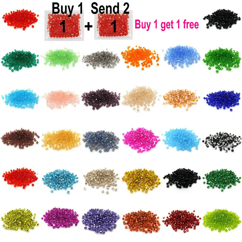 

Buy 1 get 1 free #5301 4mm total 200pcs Glass Crystals Beads Bicone Faceted loose Spacer Beads DIY Jewelry Making U pick color