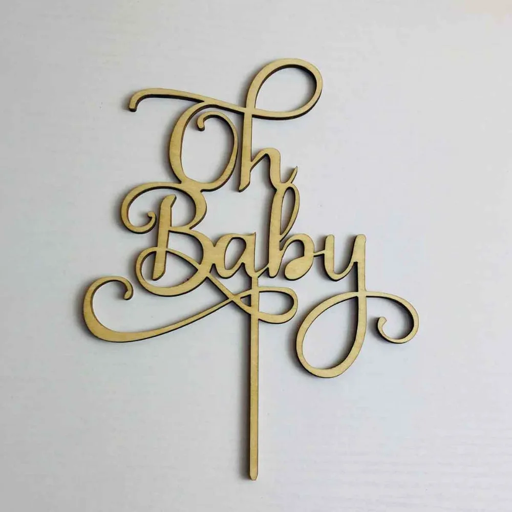 Акриловые украшения для торта Oh Baby зеркальные золотистые и Серебристые на день