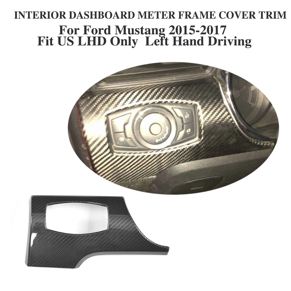 

Carbon Car Interior Dashboard Meter Frame Cover Handle Bar Seat Moulding Trim For Ford Mustang coupe 15-17 fit left hand driving