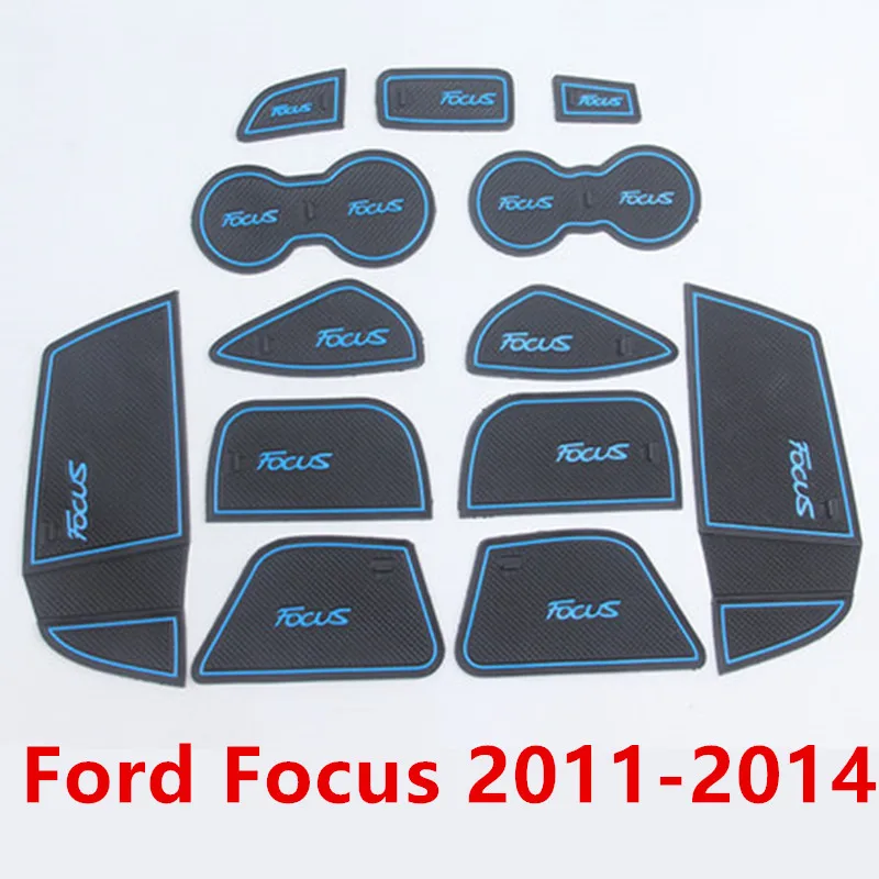Противоскользящий слот для ворот коврик резиновая подставка для Ford Focus 3 MK3 2011- pre-facelift ST RS аксессуары Автомобильные наклейки 13 шт