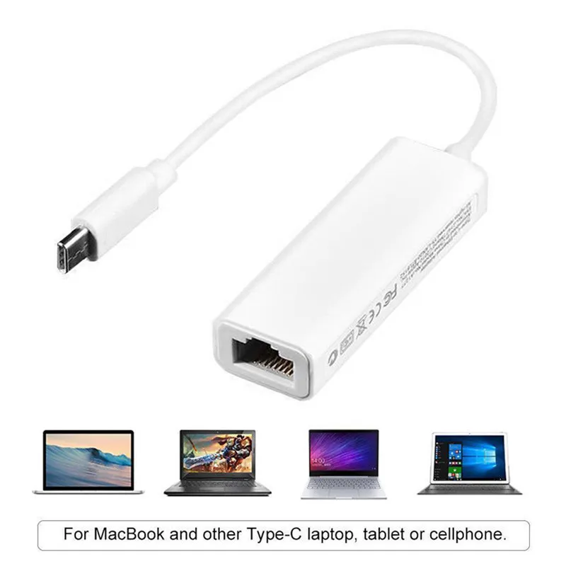 1 шт. USB 2 0 Type C гигабитный белый кабель конвертер в RJ45 адаптер Usb сетевой для Macbook Pc