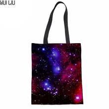 Многоразовые парусиновые сумки для покупок для женщин женская большая продуктовая Холст сумка Galaxy Космические складывающиеся сумки Женская эко-сумка