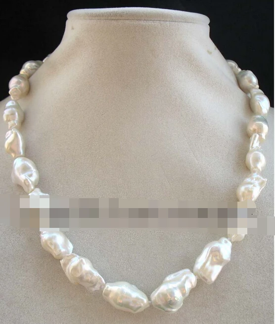 

free shupping 08149 wholesale freshwater pearl white reborn keshi baroque necklace 18" nature