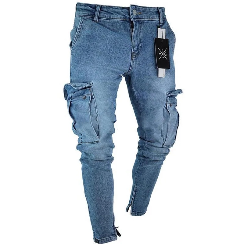 2019 Hot Sale Mens Jeans dengan Poket Sisi Hitam Biru Joker Skinny Denim  Celana Ripped Slim FIT Celana Pria overall Denim|Jeans| - AliExpress