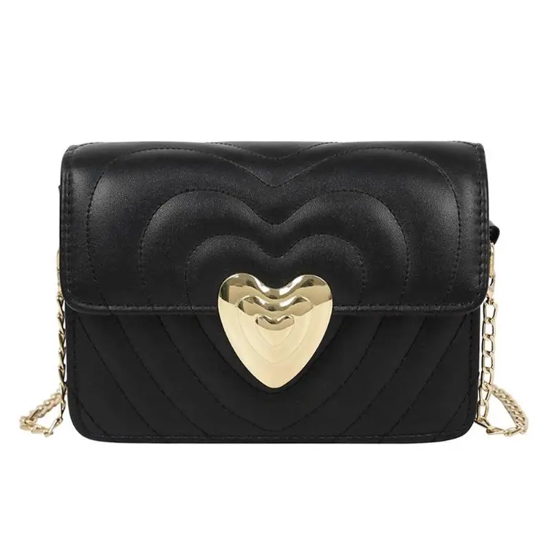 

Fashion Women Messenger Bags Love Heart Soft Washed PU Leather Small Incense Wind Chain Shoulder Handbags Lock Stereotypes
