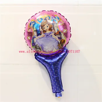 

Lucky 50pcs/lot Sophia Cheering Stick Balloon Foil Balloons Sofia Hand A Stick Cartoon Princess Helium Globos Toys Sofia Balloon