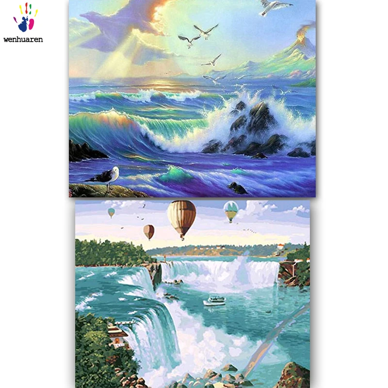 

DIY colorings pictures by numbers with colors Beautiful sea color picture drawing painting by numbers framed Home