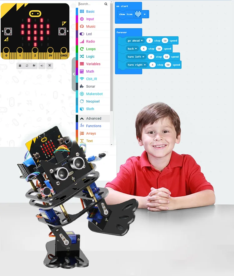 Электронный Микро: бит программируемый танцующий DIY робот бипедальный гуманоидный сервопривод роботы микро бит программируемый Обучающий набор для детей