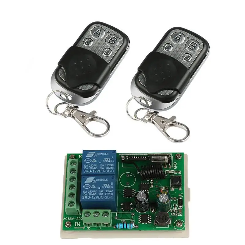 

433MHz RF 4 Channel Remote Control Switch Learning Code 1527 Transmitter 2CH Relay Receiver AC 220V Integrate Circuit Module S3
