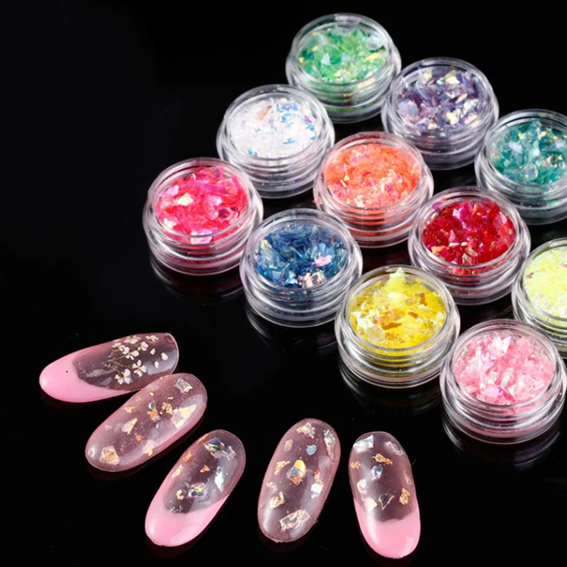 

1 Box Shiny Ultra Thin Nail Sequins Colorful Nail Art Glitter Tips UV Gel 3D Nail Decoration Manicure DIY Designs