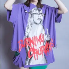 Дизайн тенденции Крышка для девочек scribble граффити, железное кольцо выдолбленные Пять точка рукава длинные футболки