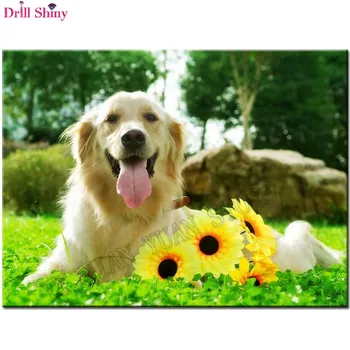 

5D DIY diamond painting animal golden retriever cross stitch kits crystal diamond embroidery mosaic home decor Christmas gift