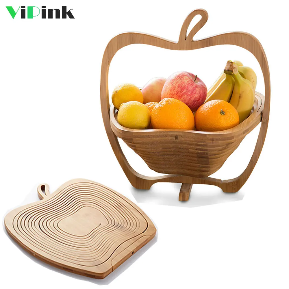 Creative Bamboo Folding Fruit Basket Living Room Fruit Plate Kitchen