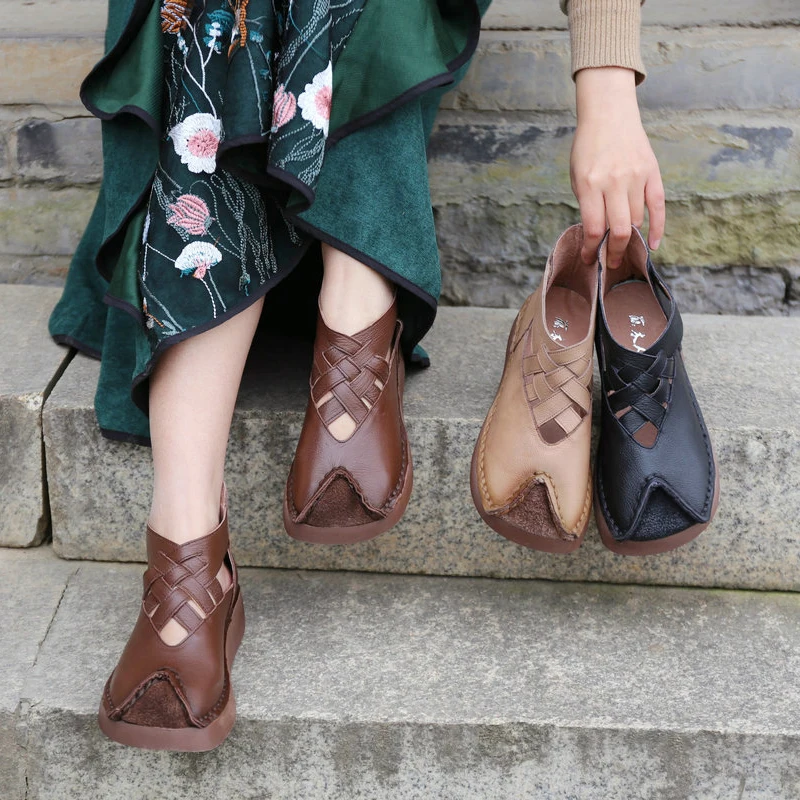 

women 2019 spring autumn genuine leather low heel short ankle boots female fashion motorcycle ankle botas 2902
