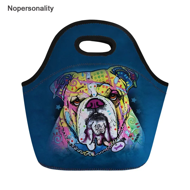 Nopersonality черная собака печати сумки для обедов для женщин дети портативный изоляции Lunchbox пакет для закусок животного дизайн еда контейнер - Цвет: Z2403Z20