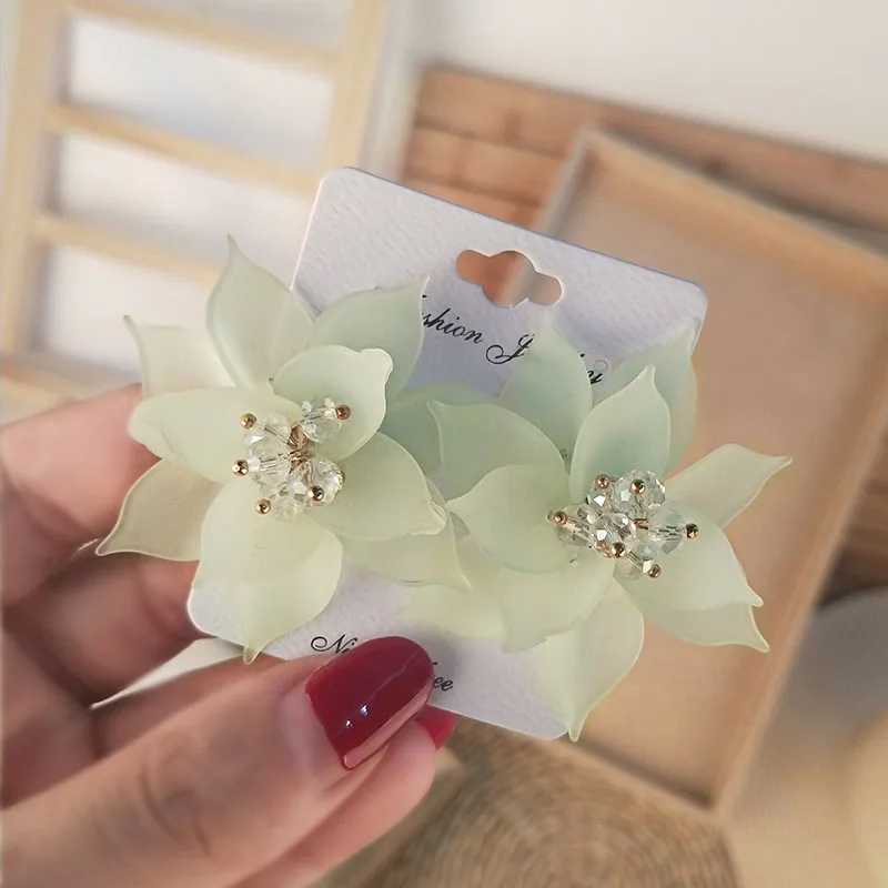 Trendy Big Acrylic Drop Earrings for Women 2018 Statement Elegant Crystal Resin Earrings Fashion Jewelry Dangle Flowers Brincos (5)