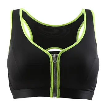 

Front Zippers Fitness Bras For Women Ladies No Rims Padded Tank Crop Tops High Shockproof Push Up Sportwear Tops