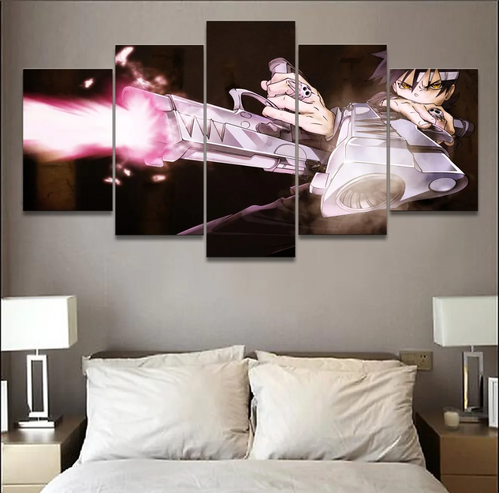 

Top-Rated Canvas Printed 5 Pieces Anime Soul Eater Death the Kid Poster Modern Home Decorative Wall Art Modular Pictures