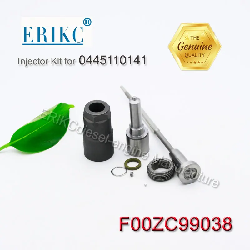 

ERIKC F00zc99038 Injector Repair Kits F 00z C99 038 nozzle DLLA146P1296 + valve F 00VC01022 for Injector 0445110141 Opel Renault