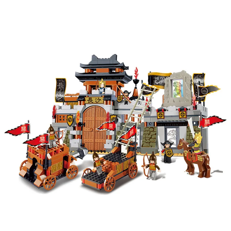 0266 610pcs Sanguo Siege war Constructor Model Kit Blocks Compatible LEGO Bricks Toys for Boys Girls Children Modeling