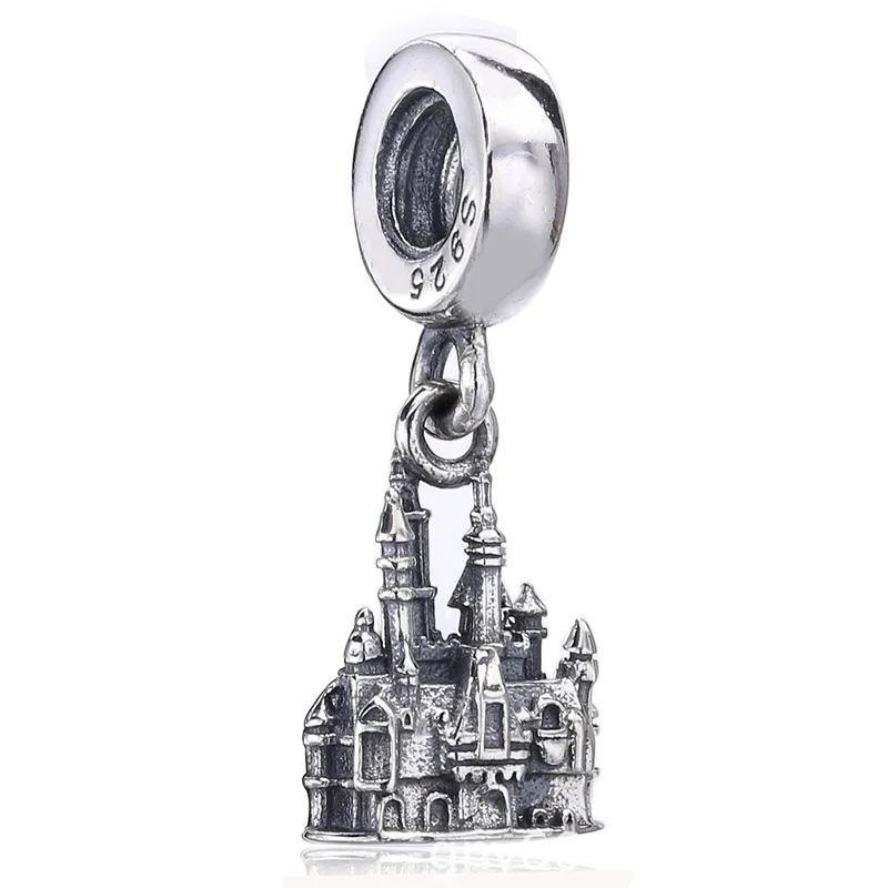 

New 925 Sterling Silver Bead Charm Vintage Castle Tower Pendant Beads Fit Pandora Bracelet Bangle Diy Jewelry