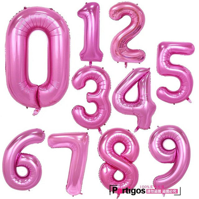 16 32 40 Inch Pink and Blue Rose Gold Numbers Digital Balloons Foil Helium Balloon Birthday Wedding Party Decor Globos