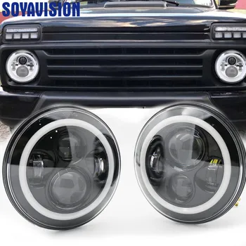 

For Lada 4x4 urban Niva 7" LED headlight high low beam white drl amber turn signal light 7inch headlamp for jeep wrangler