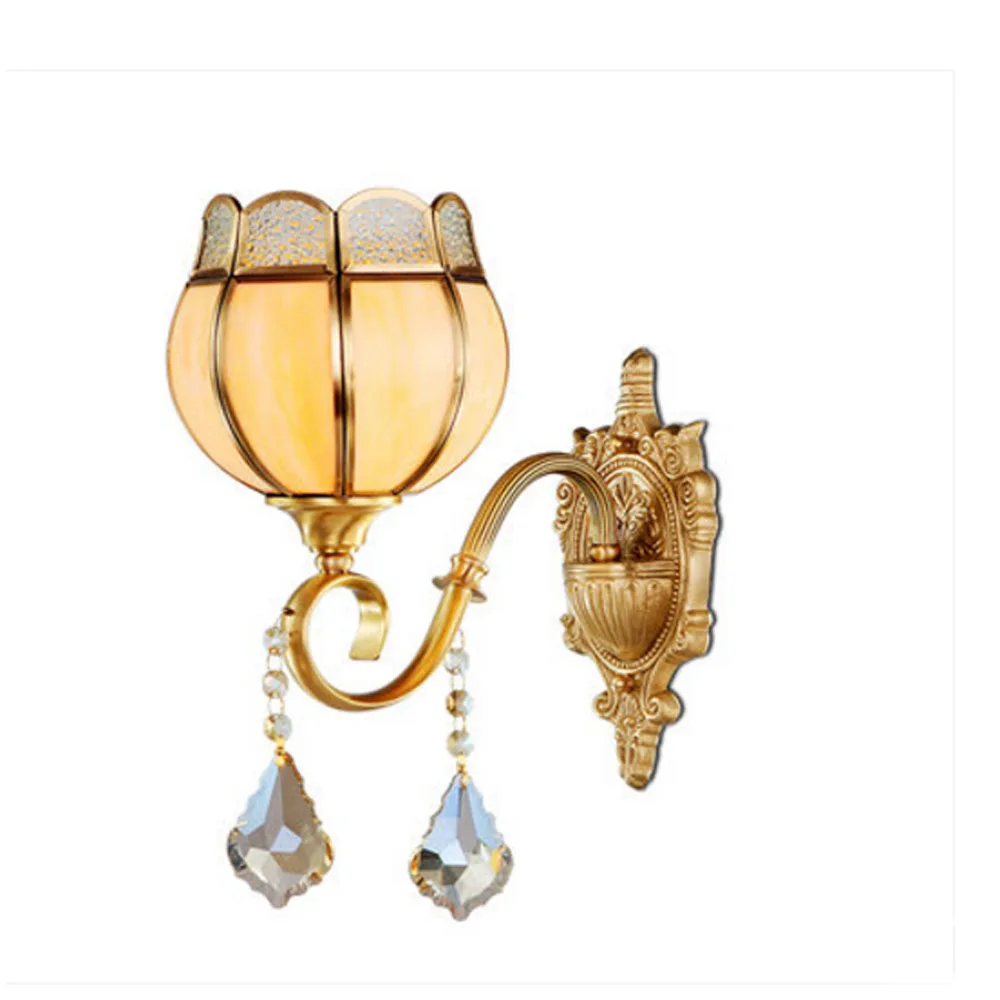 

2017 American New Copper Light Fixtures E27Living Room Study Entrance Hallway Corridor 110V ~ 220V Vintage Wall Lamp