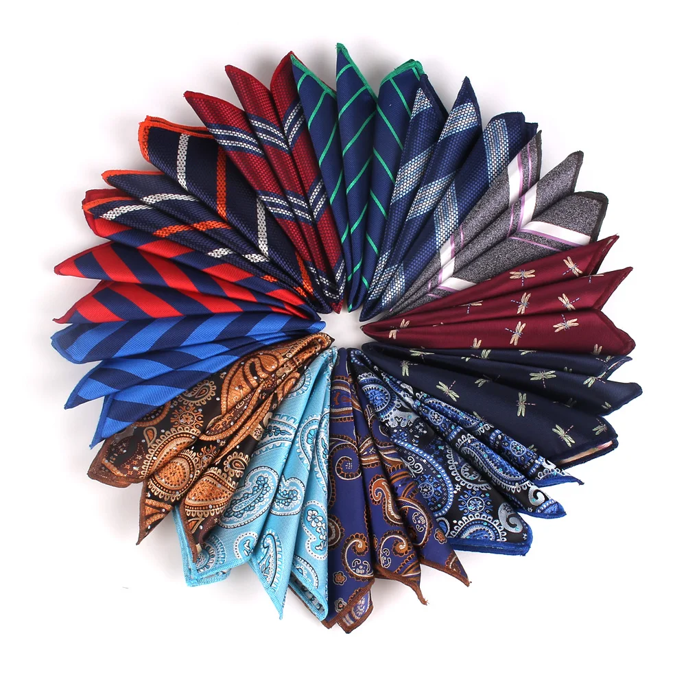 

Men Pocket Square Striped Handkerchief For Suits Jacquard Hankies For Men Women Brand Suits Pocket Towel Hanky