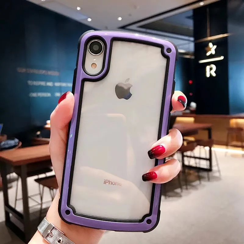 Прозрачный чехол JAMULAR с цветной рамкой для iPhone XS MAX X XR 7 8 6 6s Plus мягкий ТПУ защитный