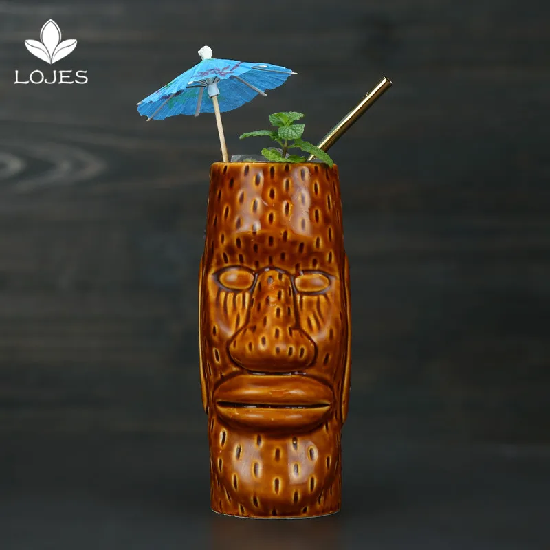 450ml New Hawaii Tiki Mugs Cocktail Cup Beer Beverage Mug Wine Mug Ceramic Easter Islander Tiki Mug