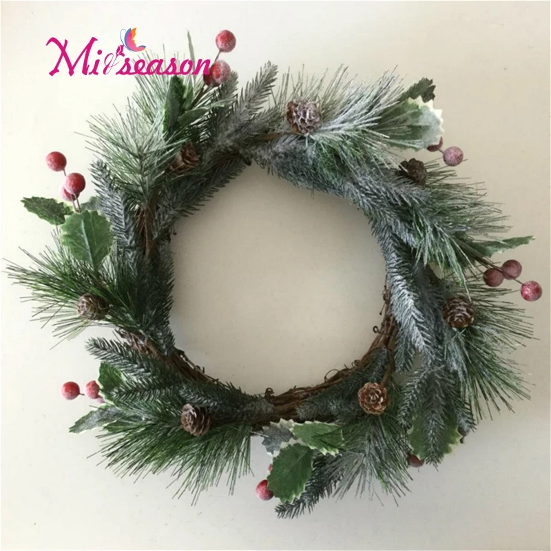 Christmas Wreath green snow Pine Needle Christmas Decoration For Home Party New Year x