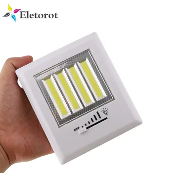 

Battery Operated Night Light Magnetic LED COB Cordless Under Cabinet Light with Magnet & Adjustable Slider Switch Luminaria Lamp