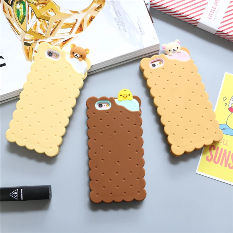 Милый Rilakkuma зеркало с форме печенья телефон сумки и чехол s для iPhone 6 6s 6plus 7 7Plus 8 8Plus