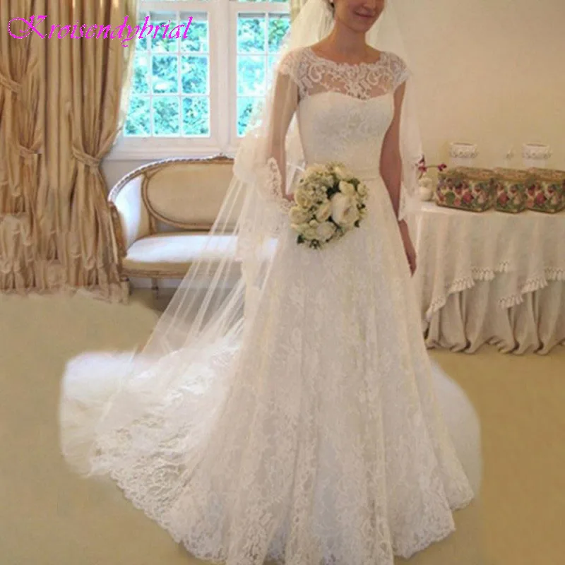 

DZW167 2019 Lace Wedding Dress A Line Cap Sleeve A Line Bridal Dress with Back Buttons and Bow Vestido De Noiva Custom made