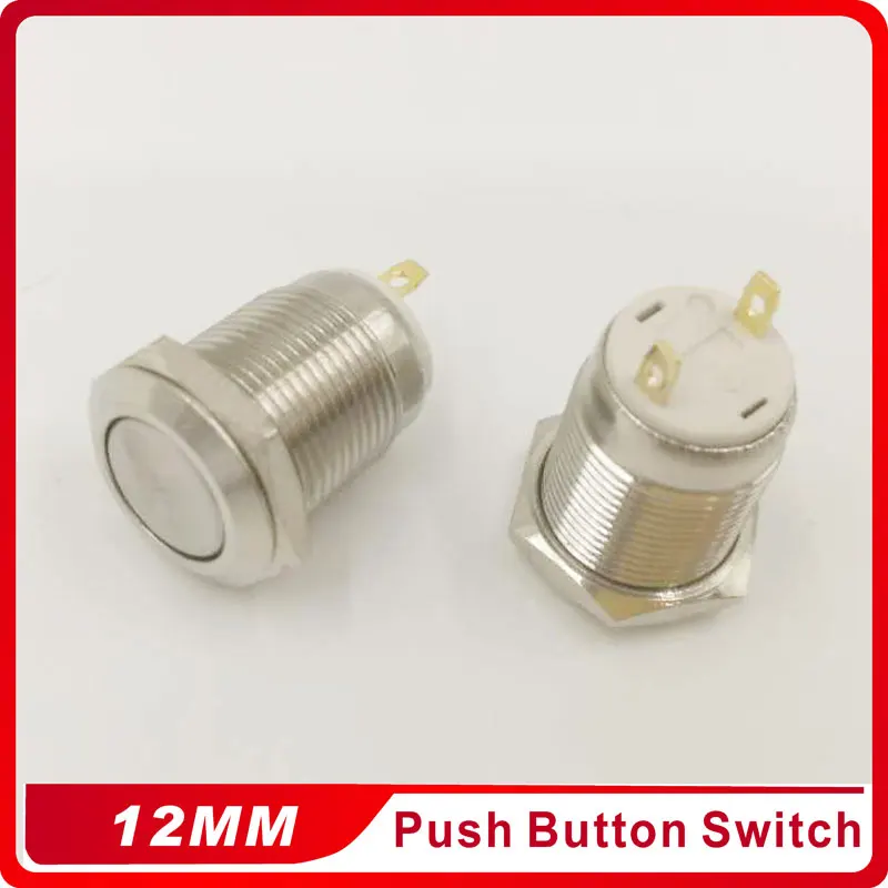

1pcs 12mm Waterproof Momentary Flat Round Stainless Steel Metal Push Button Switch Car Start Horn Speaker Bell Automatic Reset