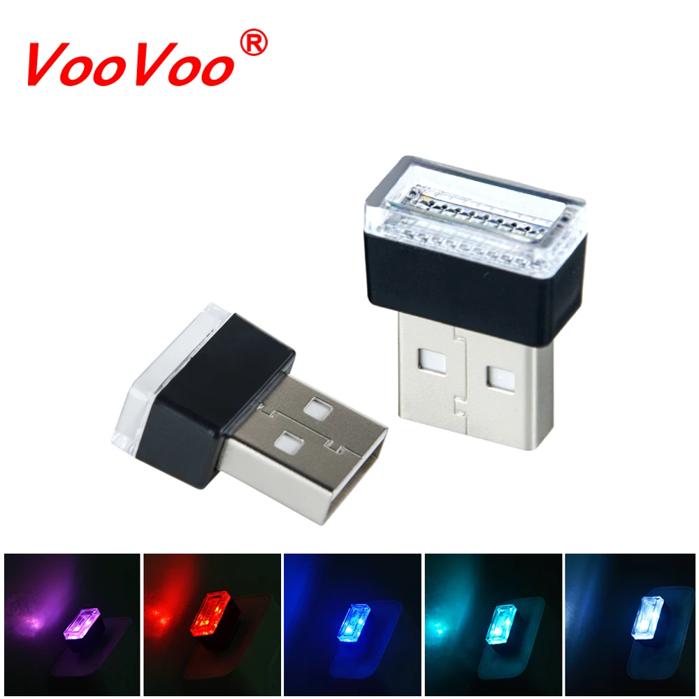 

VooVoo Car USB LED Atmosphere Lights Decorative Lamp Emergency Lighting Universal PC Portable Plug and Play Red/Blue/White/Pink