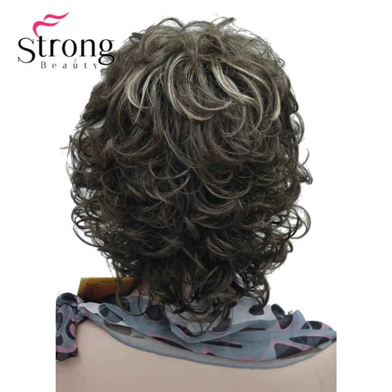 E-1560A 8TT124 (3)Super sexy curly Medium brown with ginger highlight 14 women' synthetic wig 8TT124 (3)