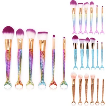 

New multicolor makeup set,Soft Mermaid shape Cosmetics Brush set,High Quality Fishtail Brushes kit,Fiber Brush Head for Makeup